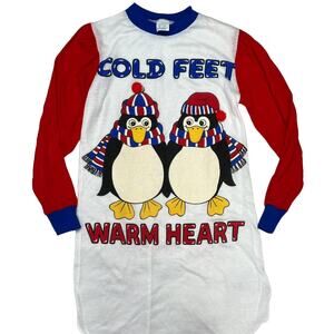 Vintage Sleep Shirt Single Stitch Prestige LTD Cold Feet Warm Heat Penguin M
